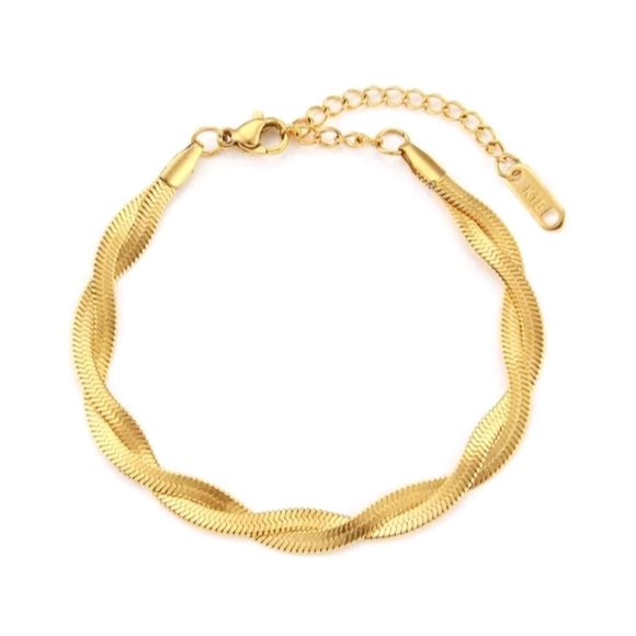 Lux 18k Gold Plated Herringbone Bracelet - Picture 1 of 2